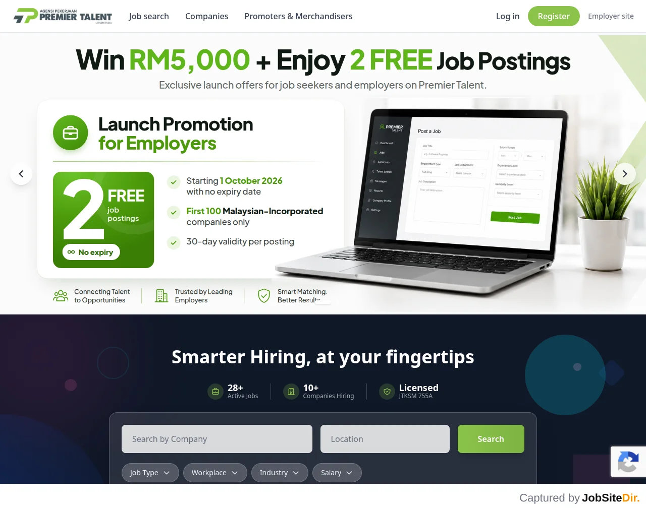 Premier Talent website screenshot