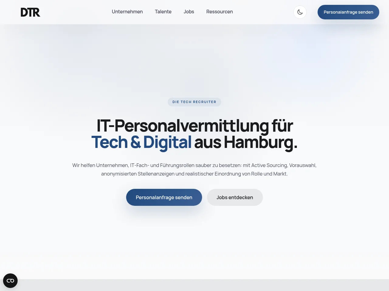 Die Tech Recruiter website screenshot