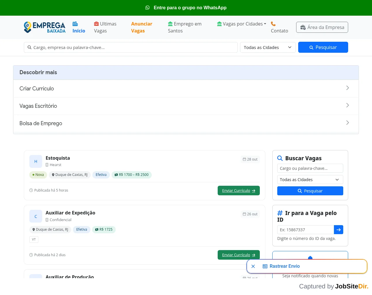 Emprega Baixada website screenshot