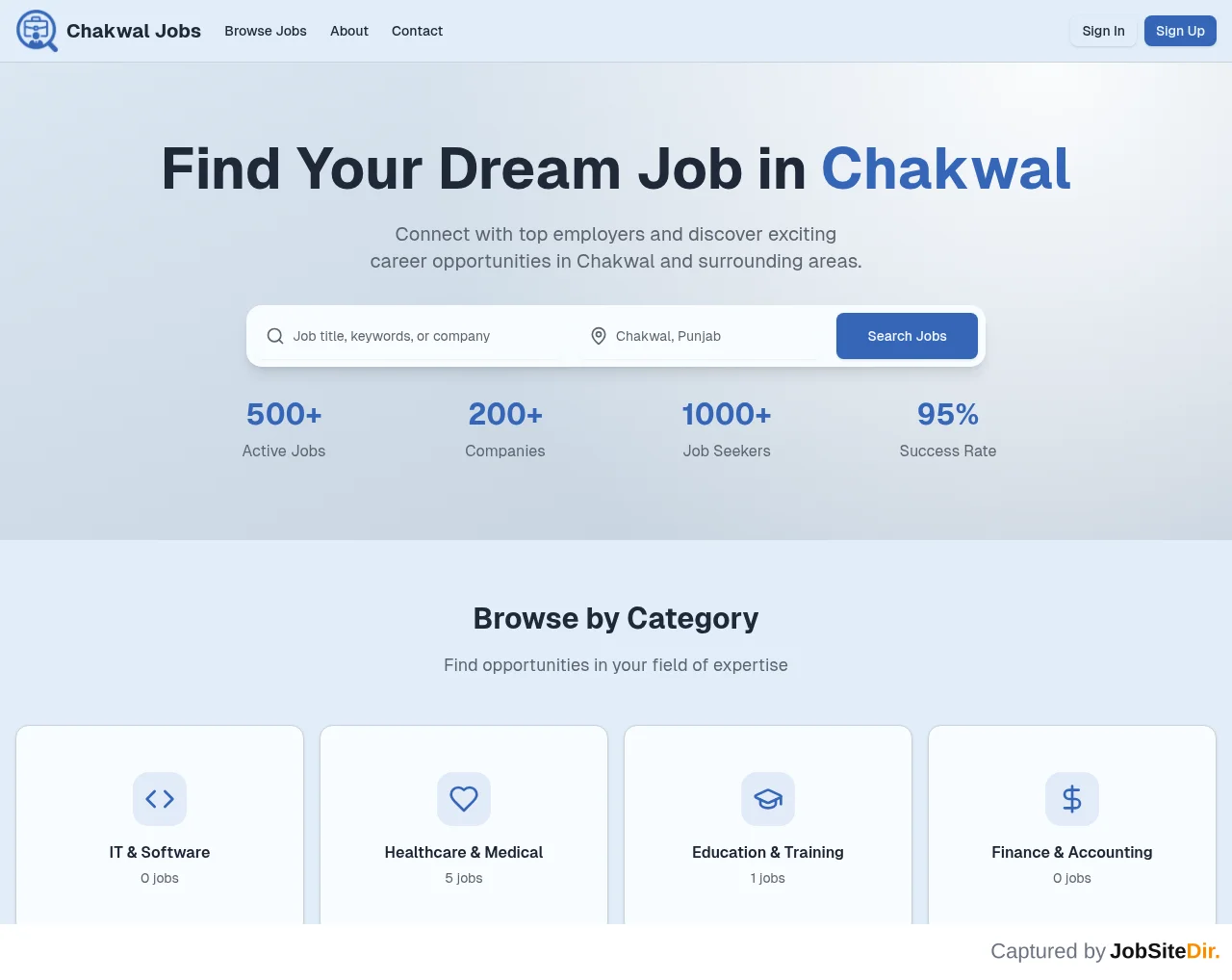 ChakwalJobs website screenshot