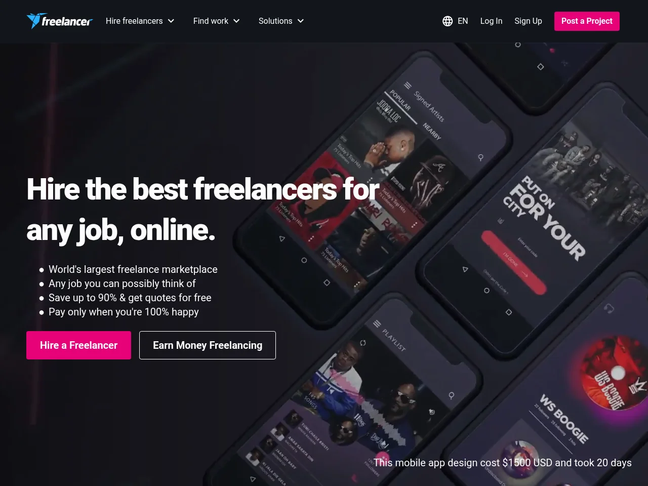 Freelancer website screenshot