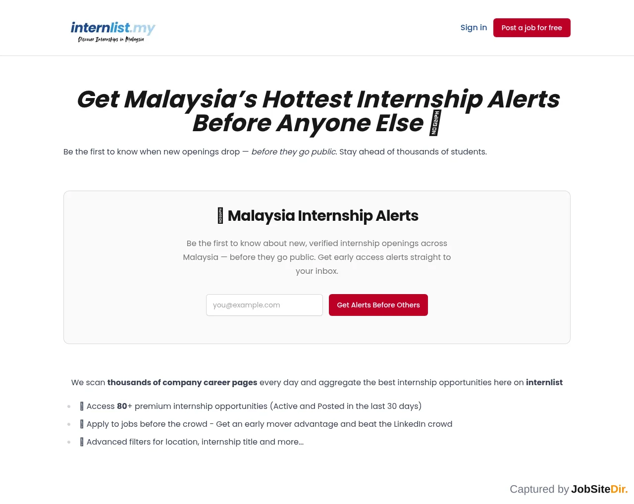 InternList screenshot InternList website screenshot