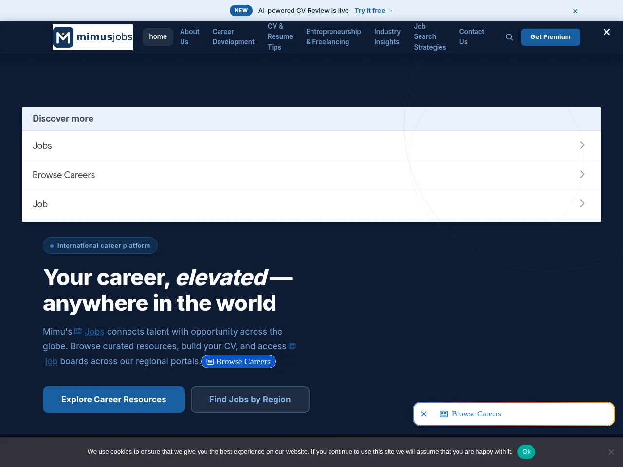 Mimu's Jobs website screenshot
