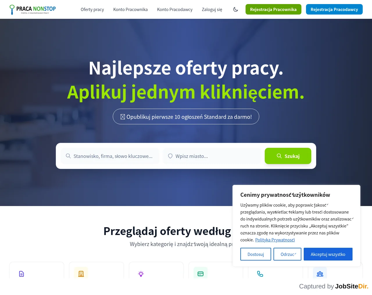 PracaNonStop website screenshot