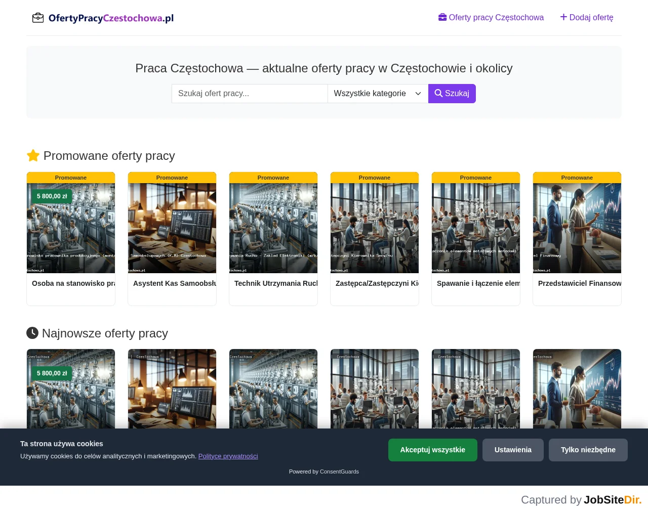 Oferty Pracy Częstochowa website screenshot