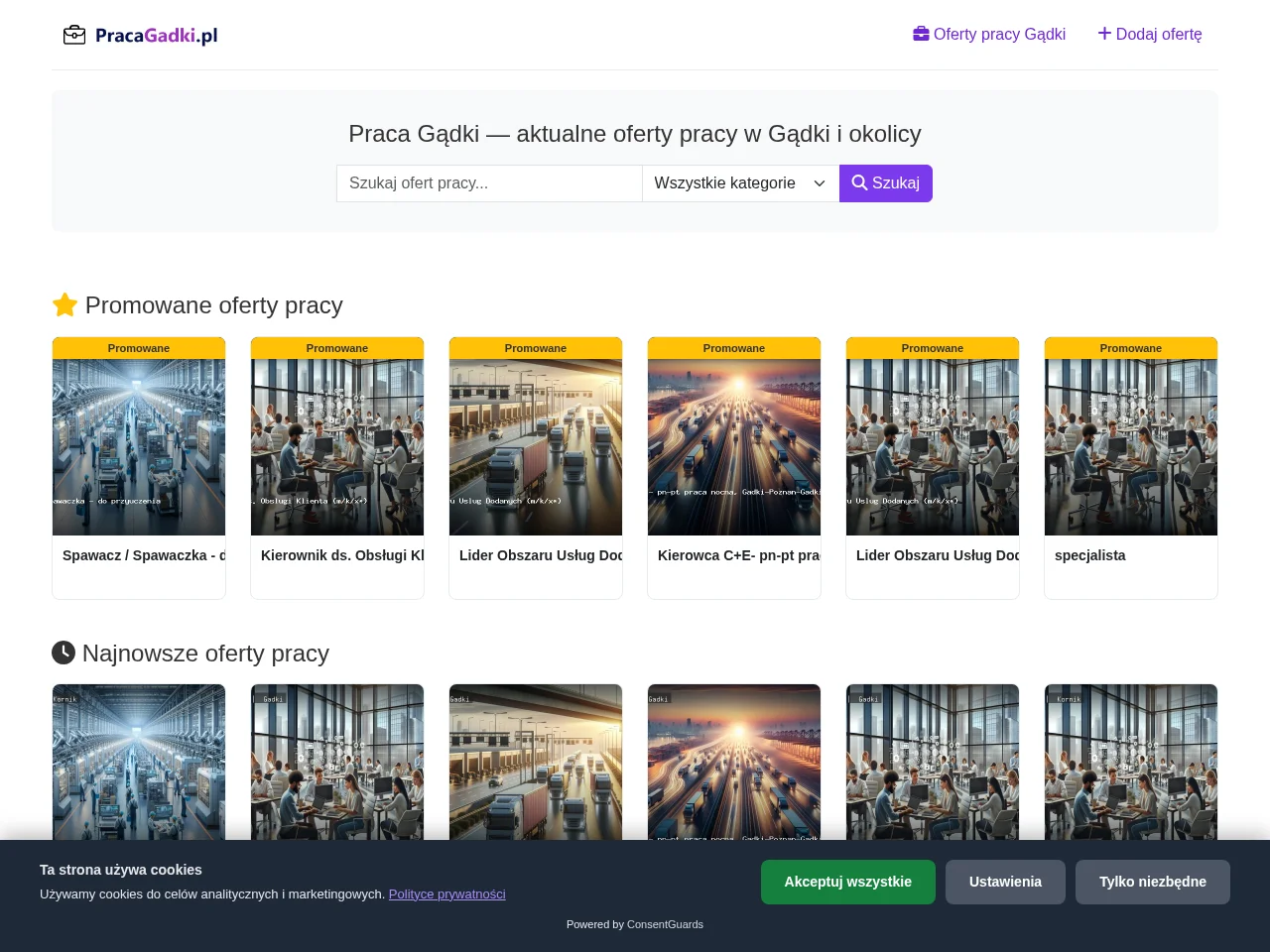 Praca Gądki website screenshot