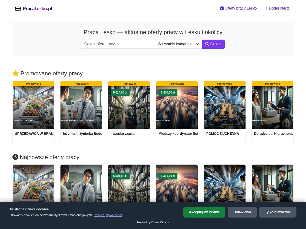 Praca Lesko website screenshot