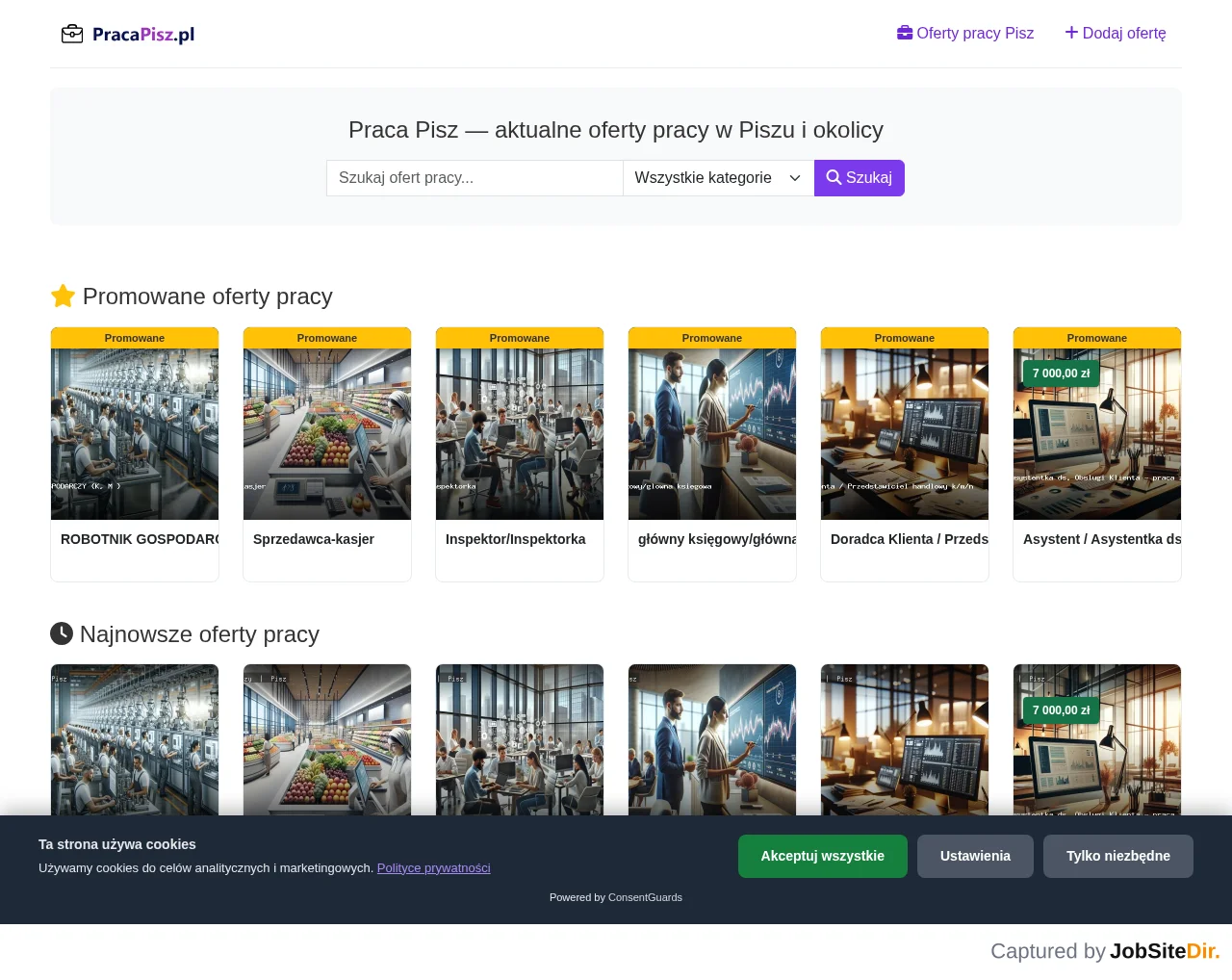 Praca Pisz website screenshot
