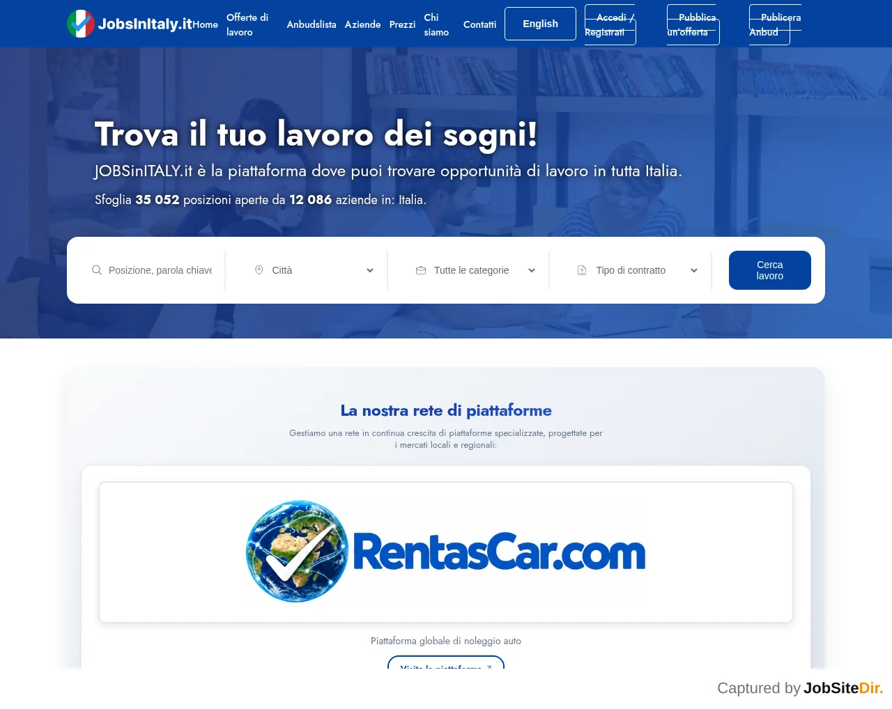 JOBSinITALY screenshot JOBSinITALY website screenshot