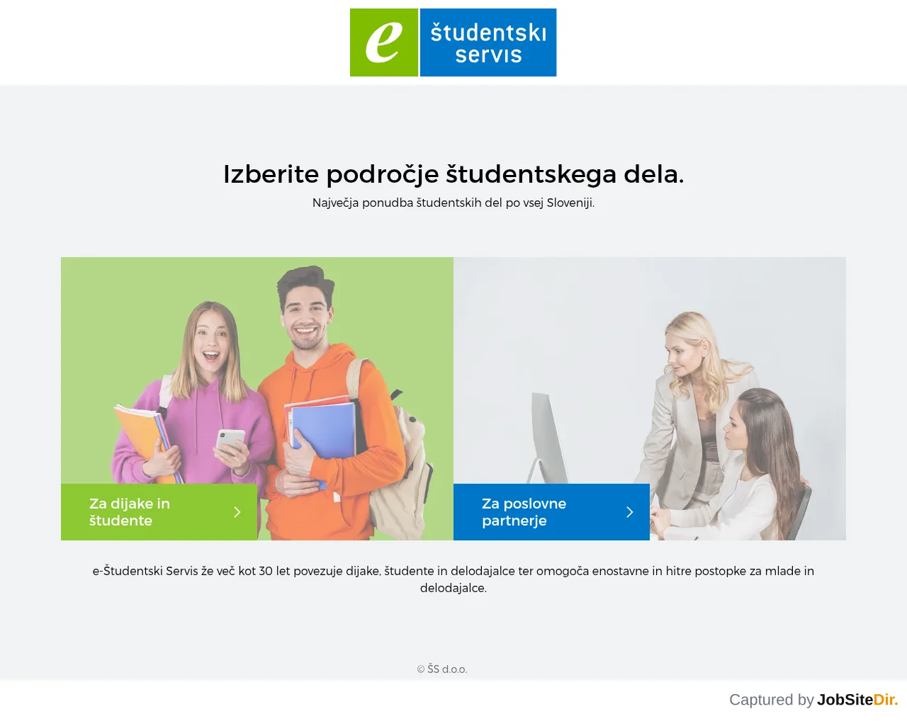 e-Študentski Servis website screenshot