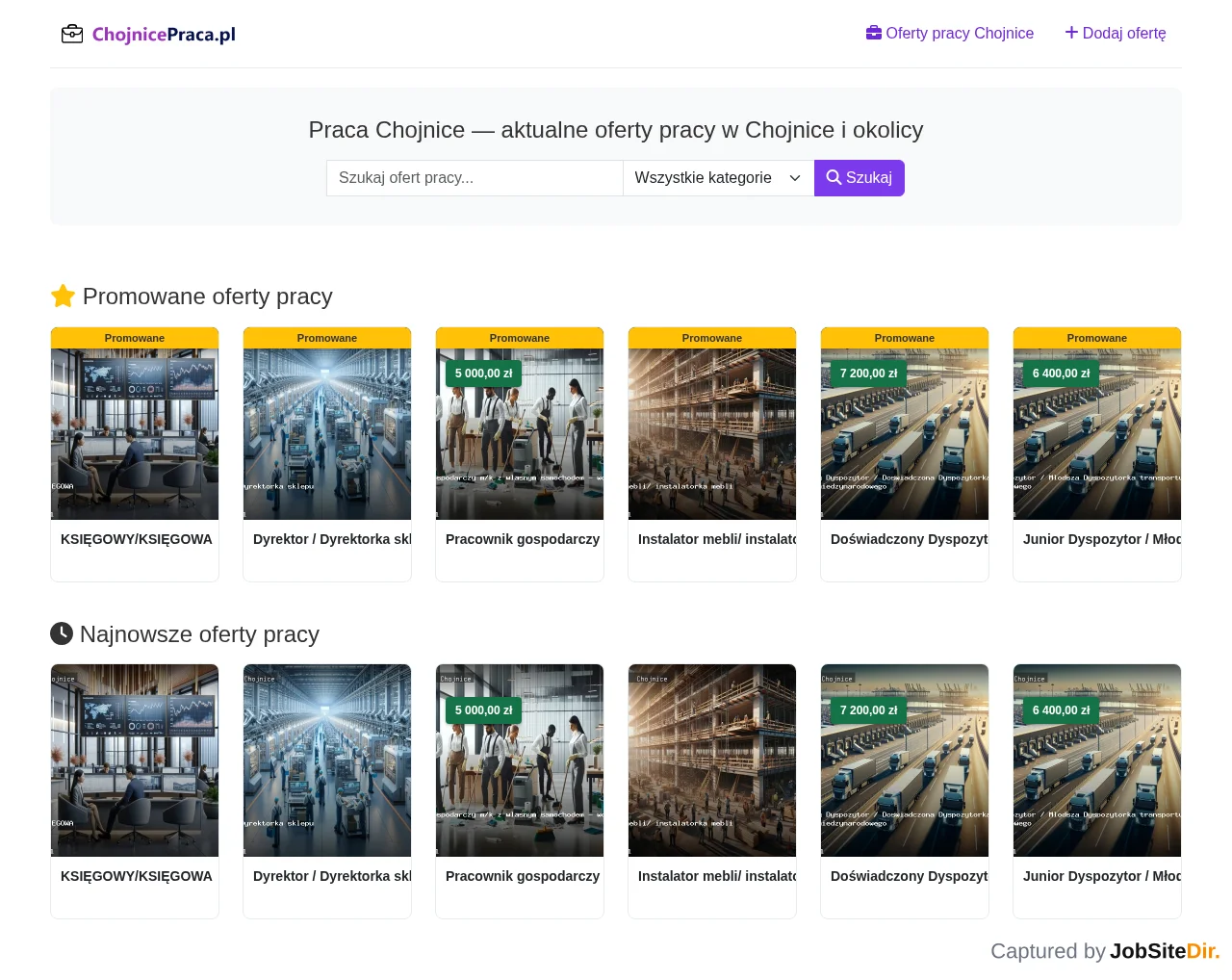 Chojnice Praca website screenshot