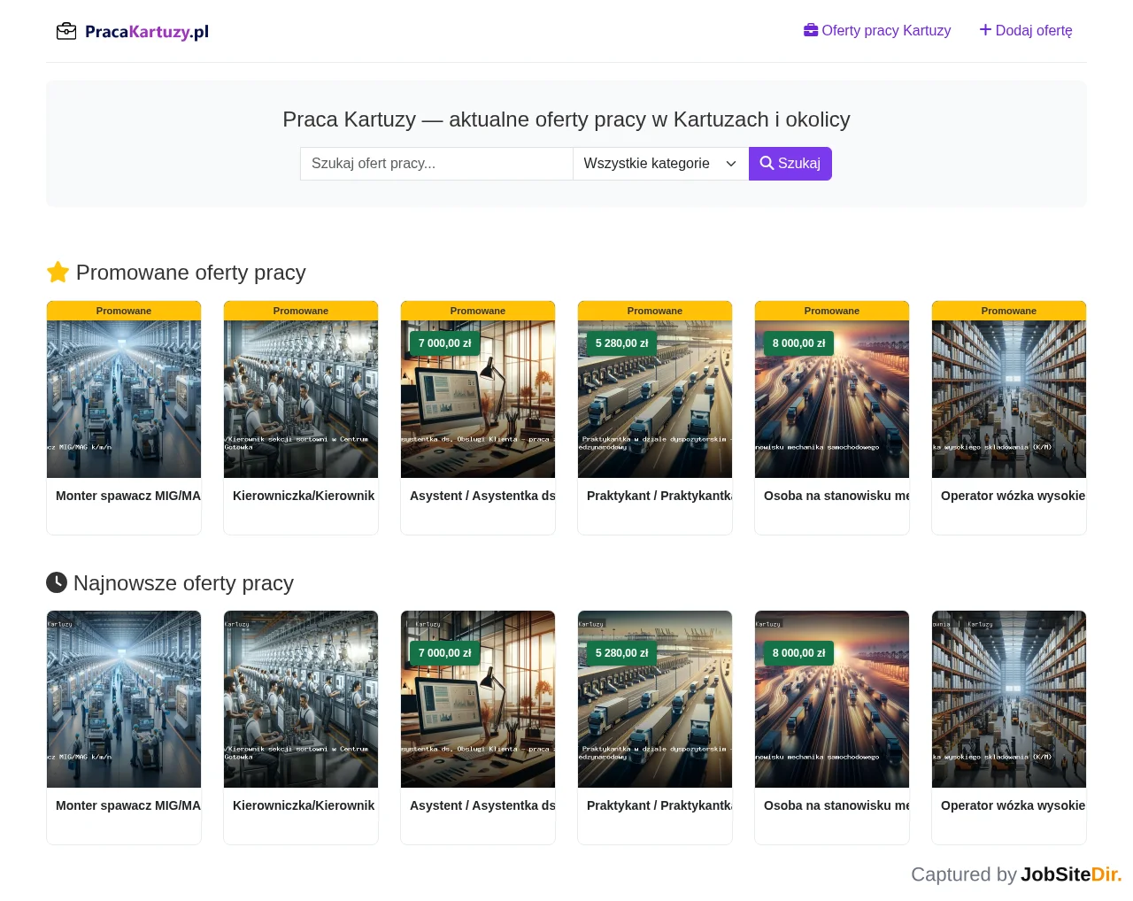 Praca Kartuzy website screenshot