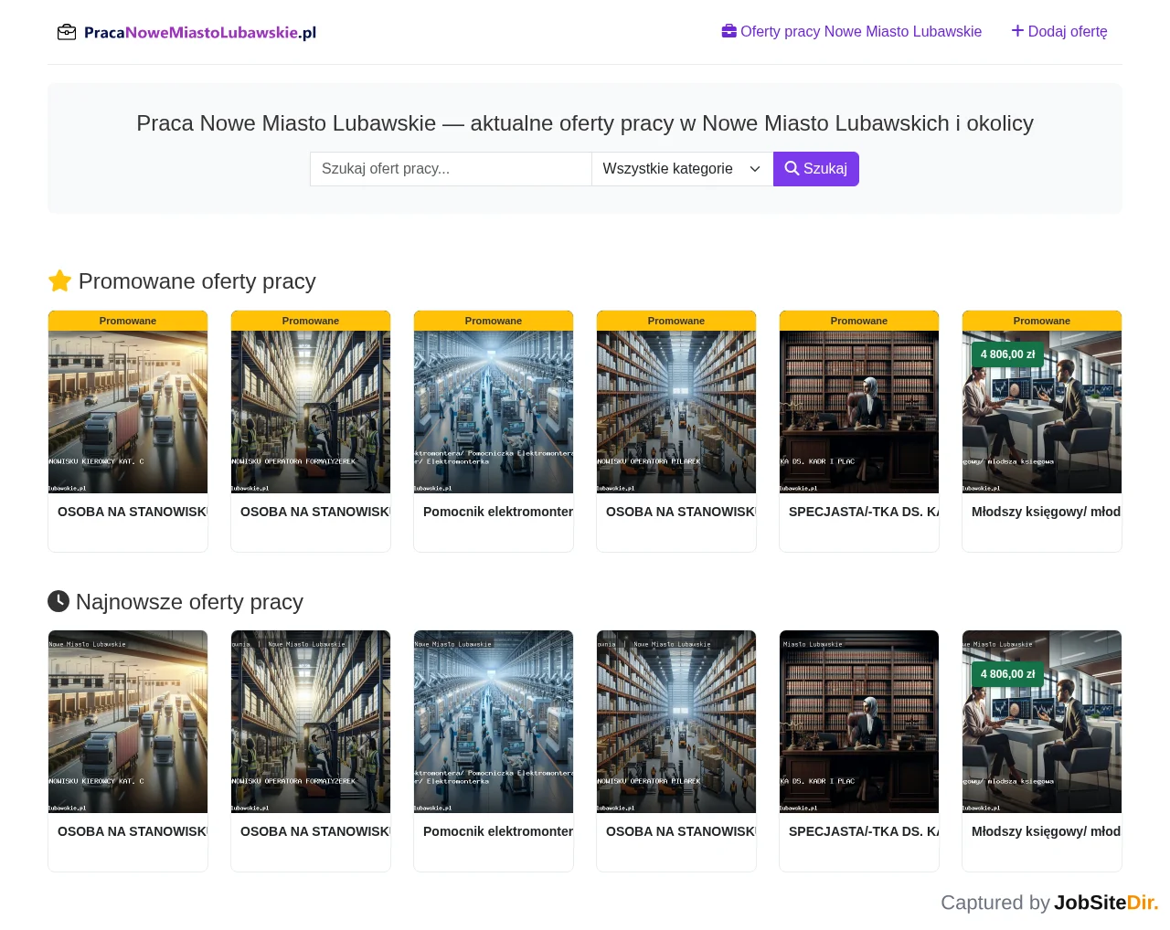 Praca Nowe Miasto Lubawskie website screenshot