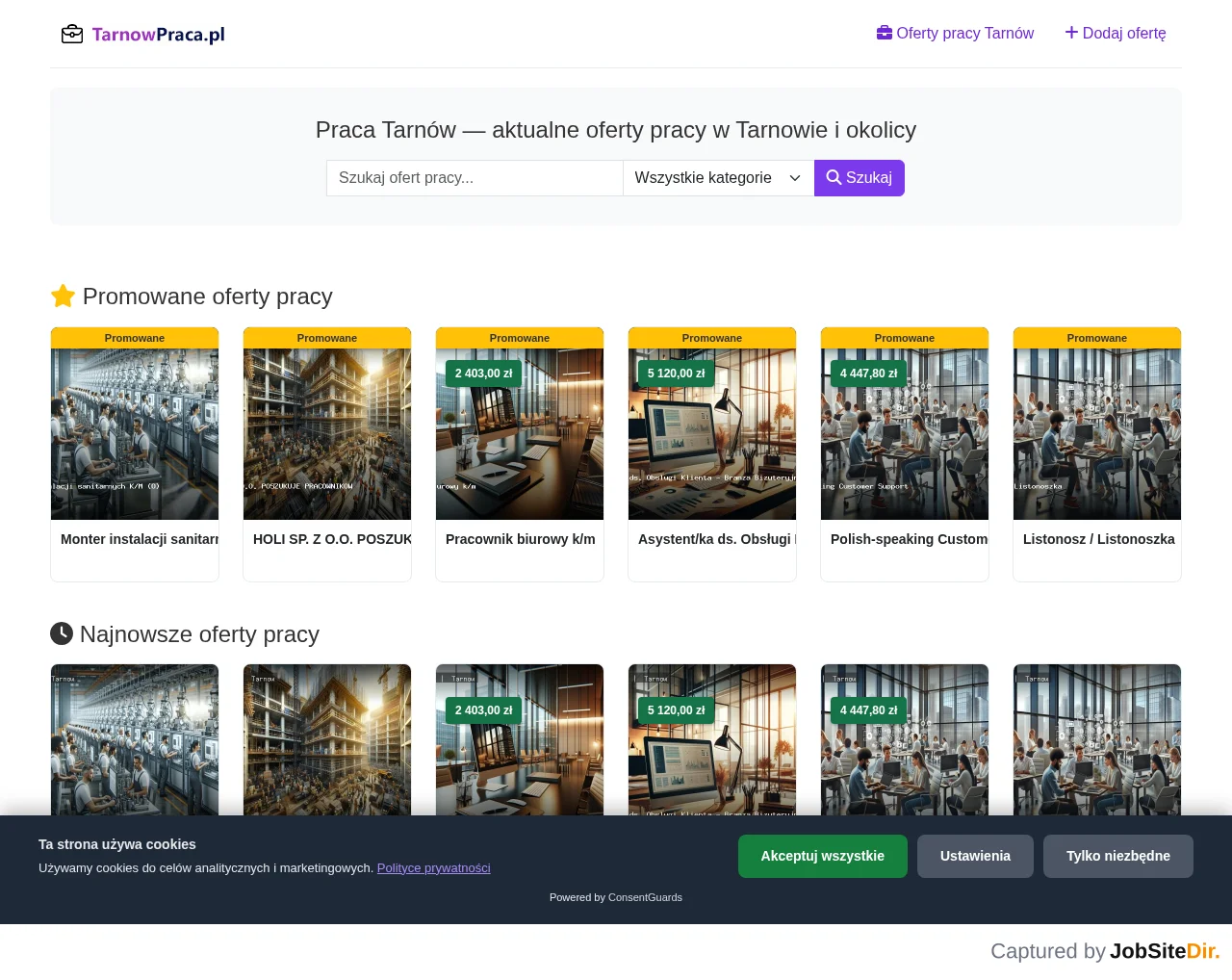 Tarnów Praca website screenshot