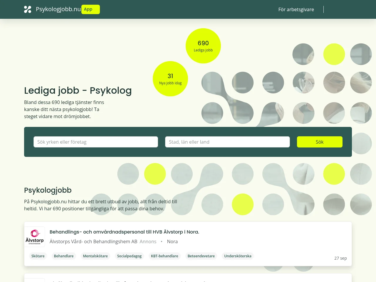 Psykologjobb screenshot Psykologjobb website screenshot