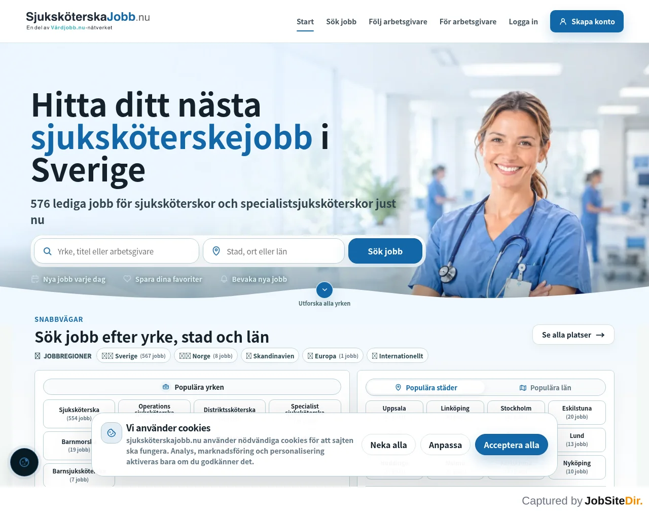 sjuksköterskajobb website screenshot