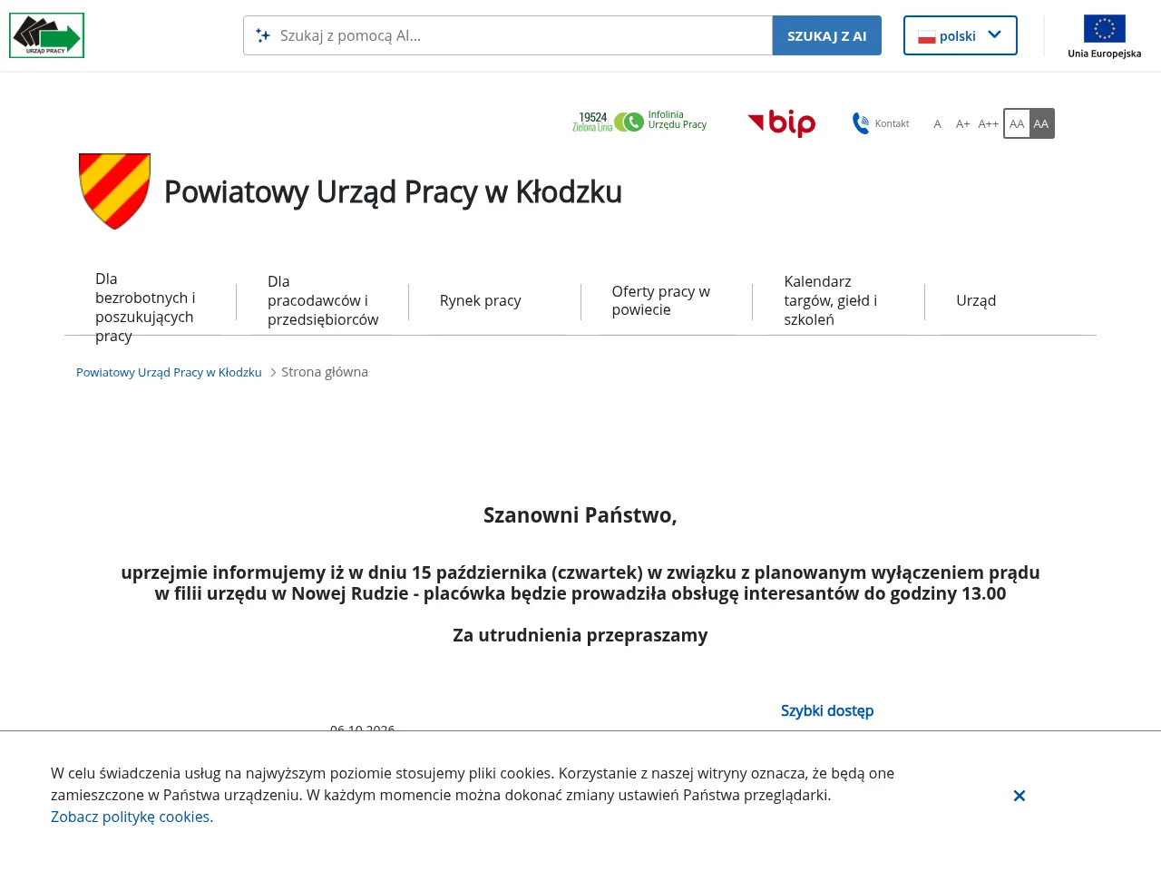 Powiatowy Urząd Pracy w Kłodzku screenshot Powiatowy Urząd Pracy w Kłodzku website screenshot