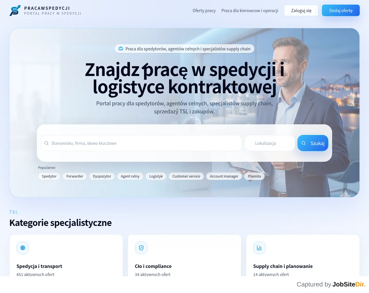 PracaWSpedycji screenshot PracaWSpedycji website screenshot