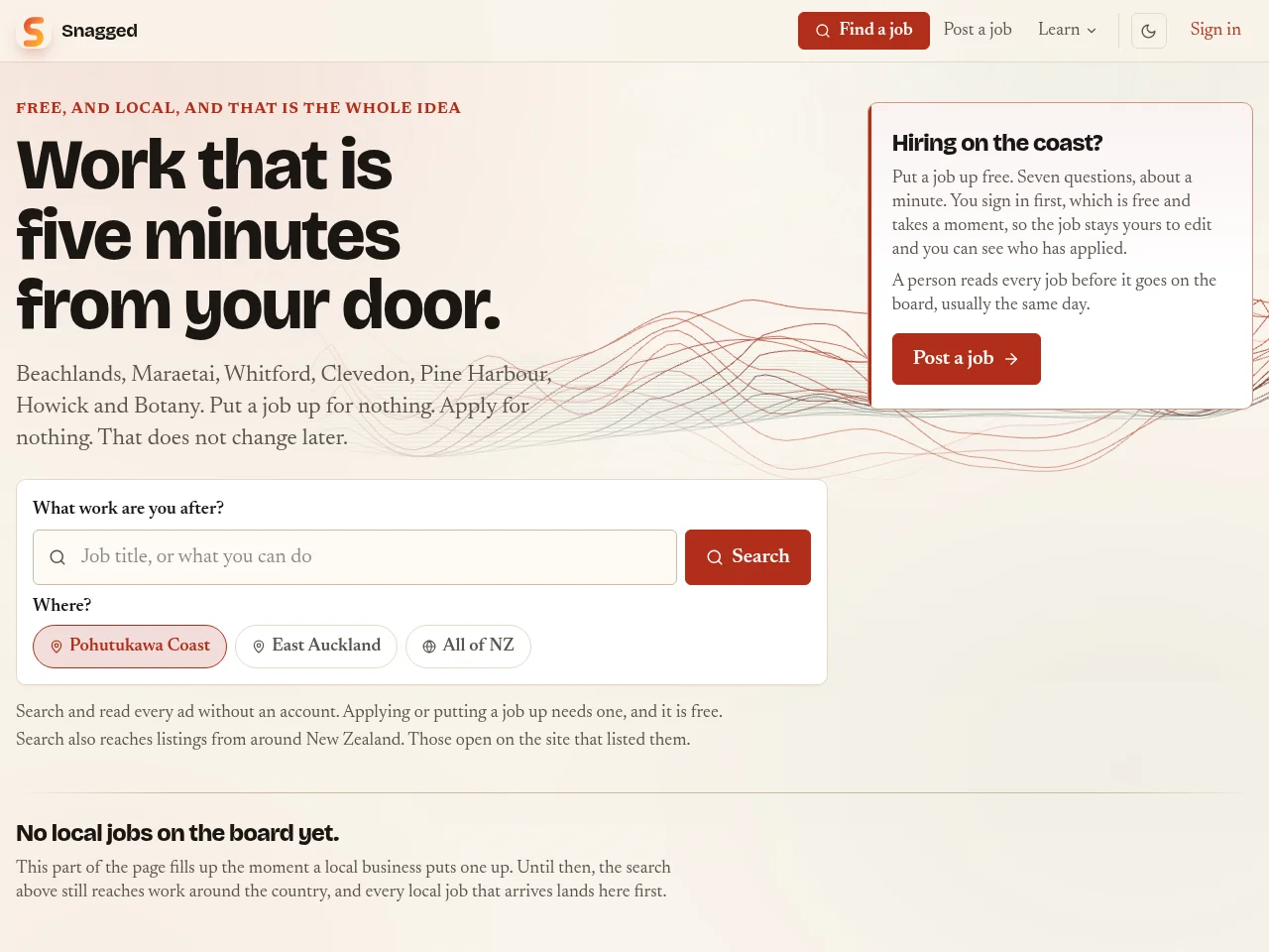 Snagged website screenshot