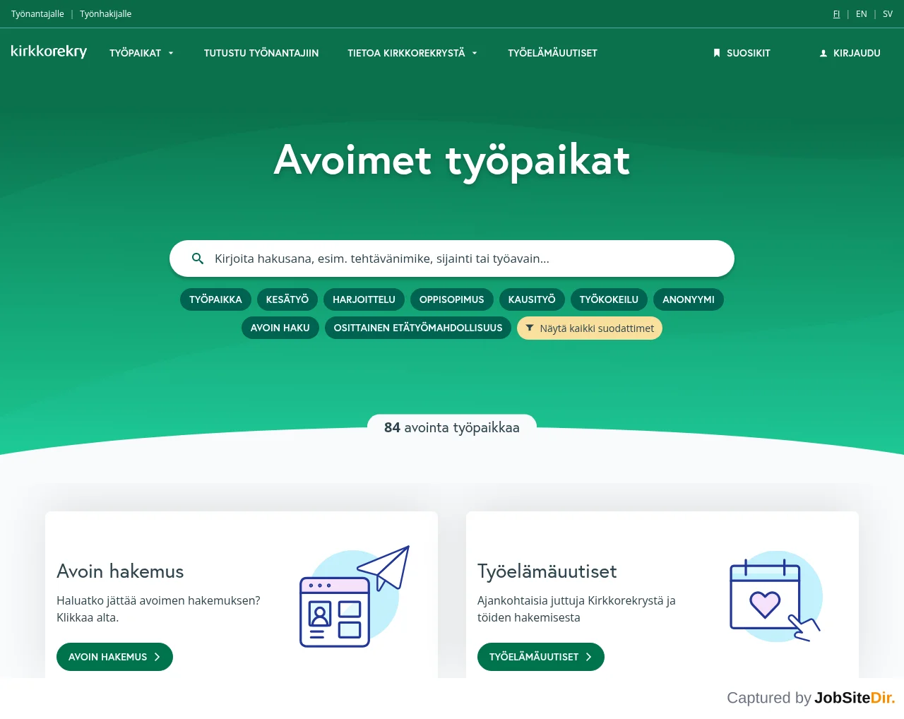 KirkkoRekry website screenshot