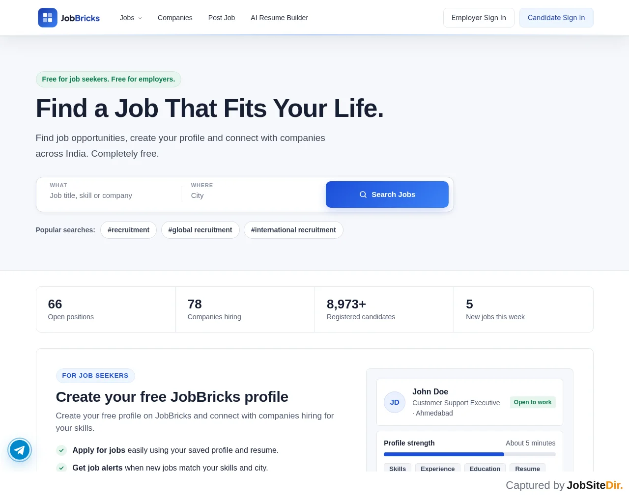 JobBricks website screenshot