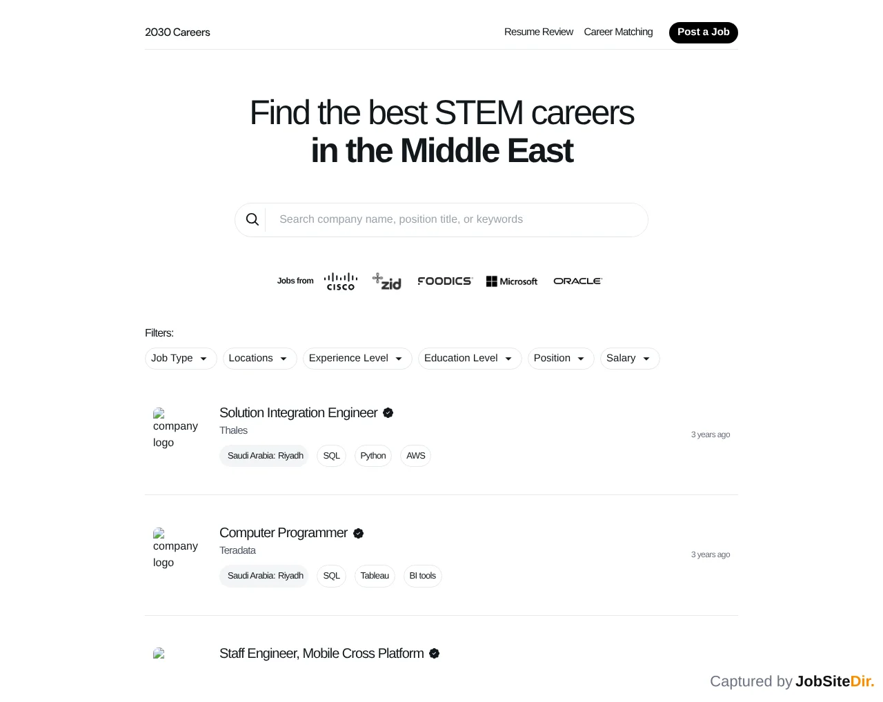 2030 Careers website screenshot