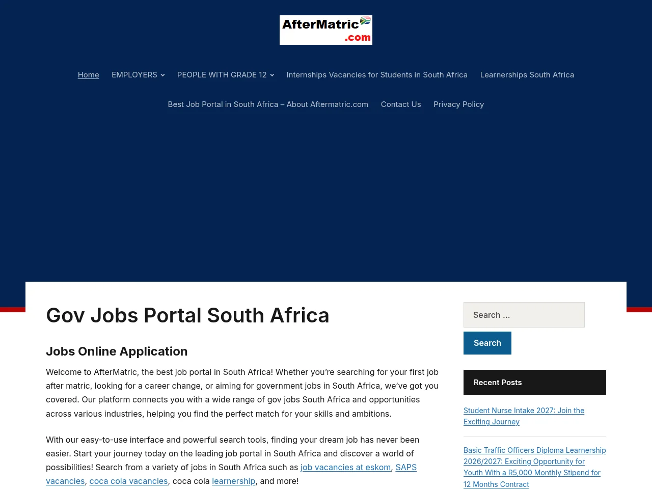 AfterMatric website screenshot