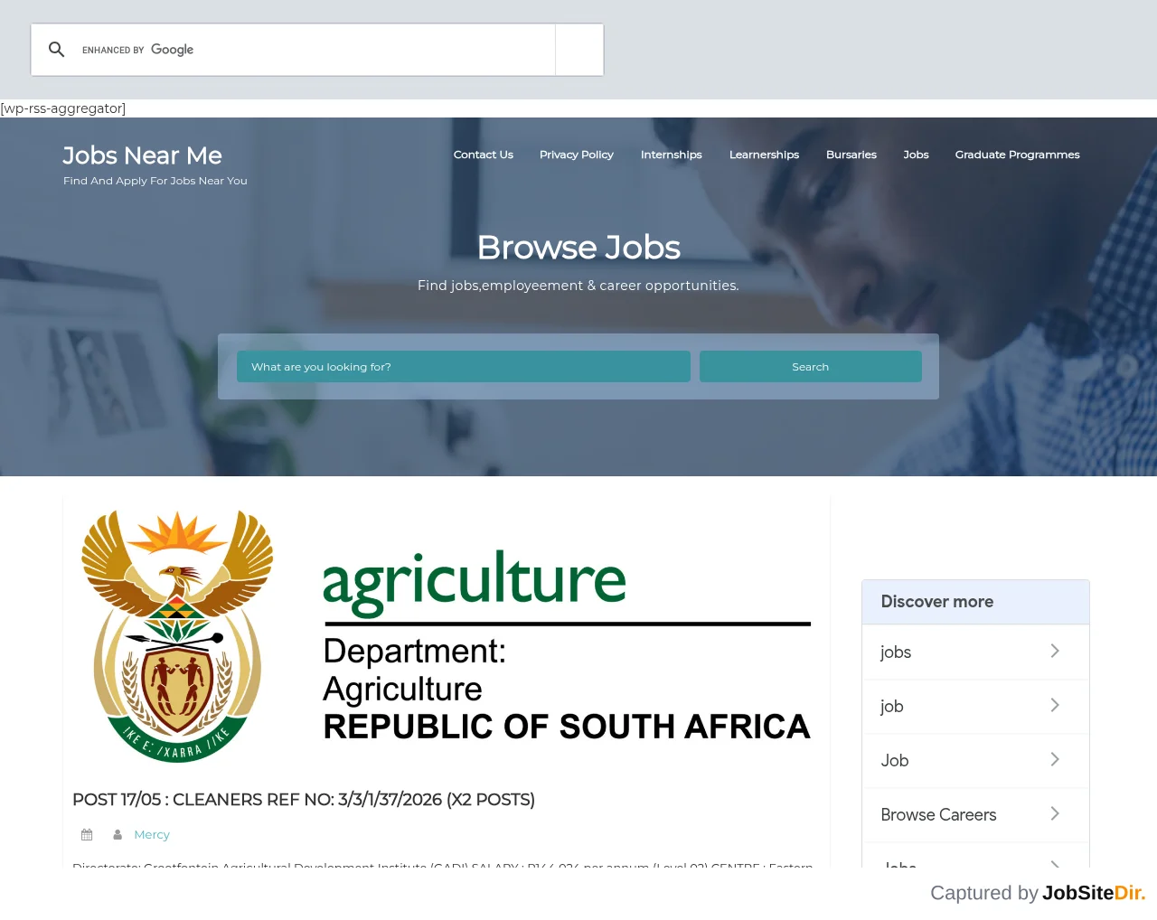 Jobs Finder South Africa website screenshot