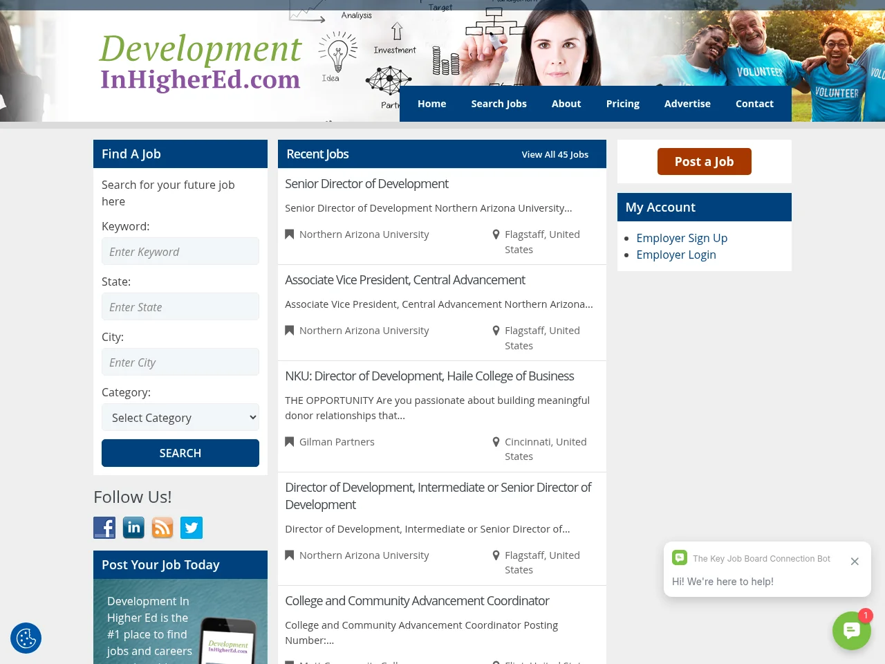 Development in Higher Education website screenshot