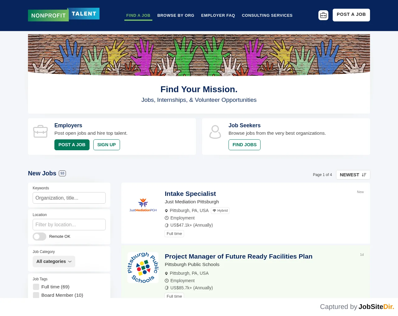 Nonprofit Talent website screenshot