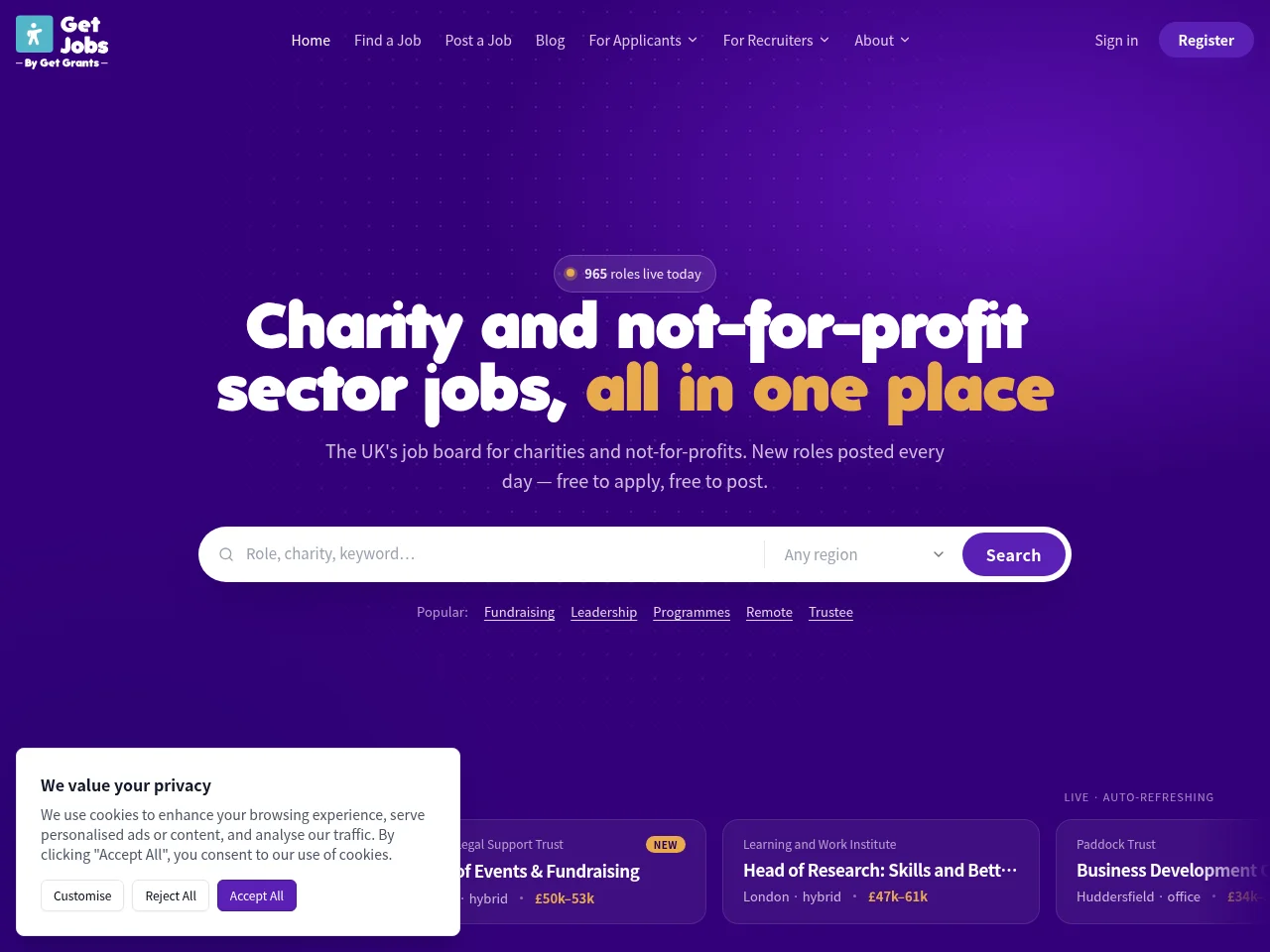 GetJobs screenshot GetJobs website screenshot
