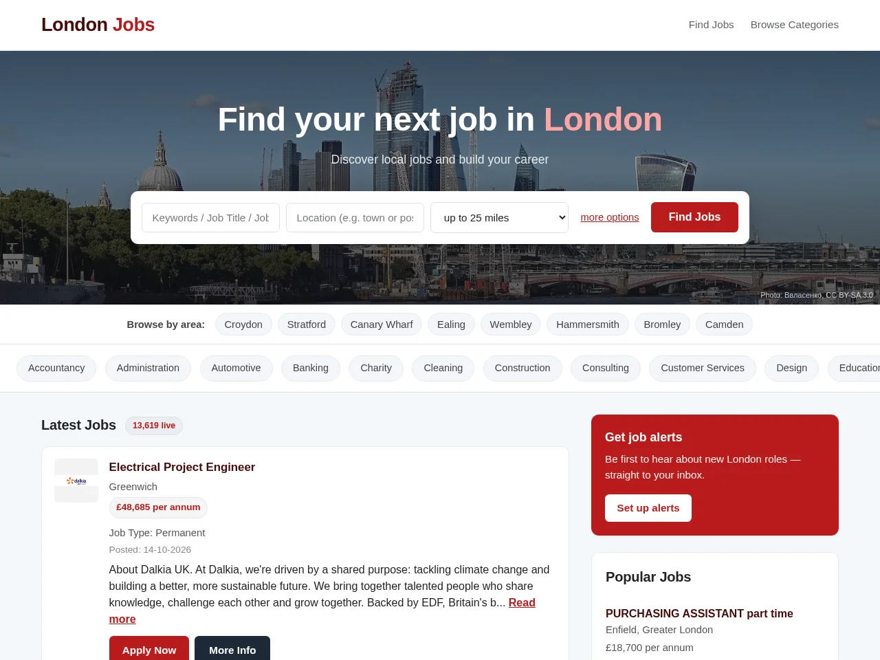 London Job screenshot London Job website screenshot
