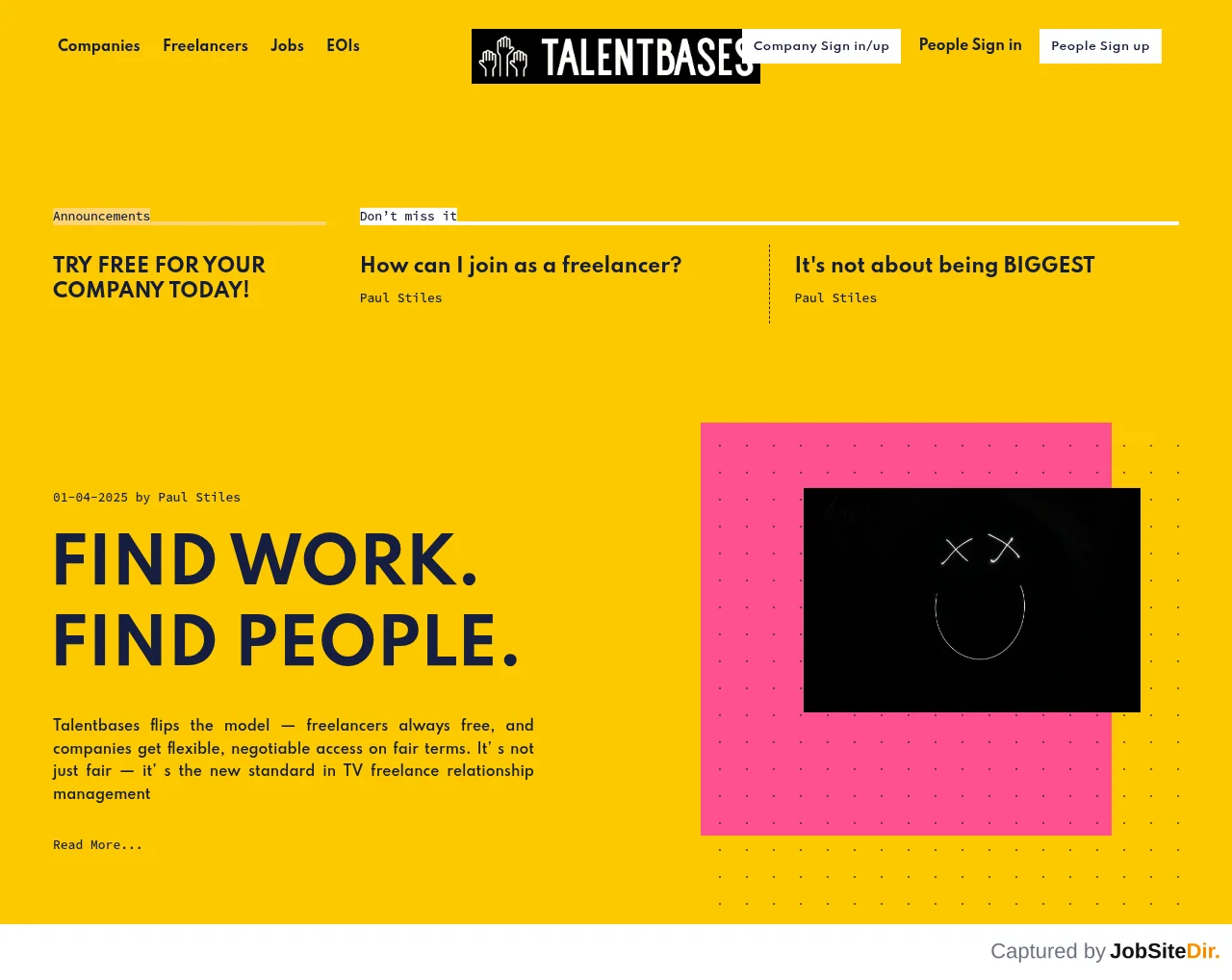 Talentbases website screenshot