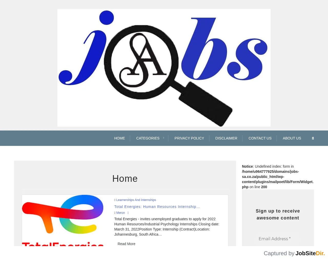 Jobs-SA website screenshot