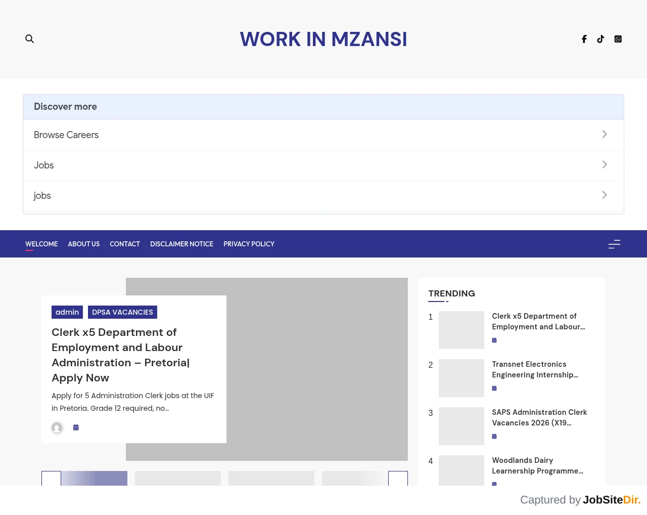 Work in Mzansi website screenshot
