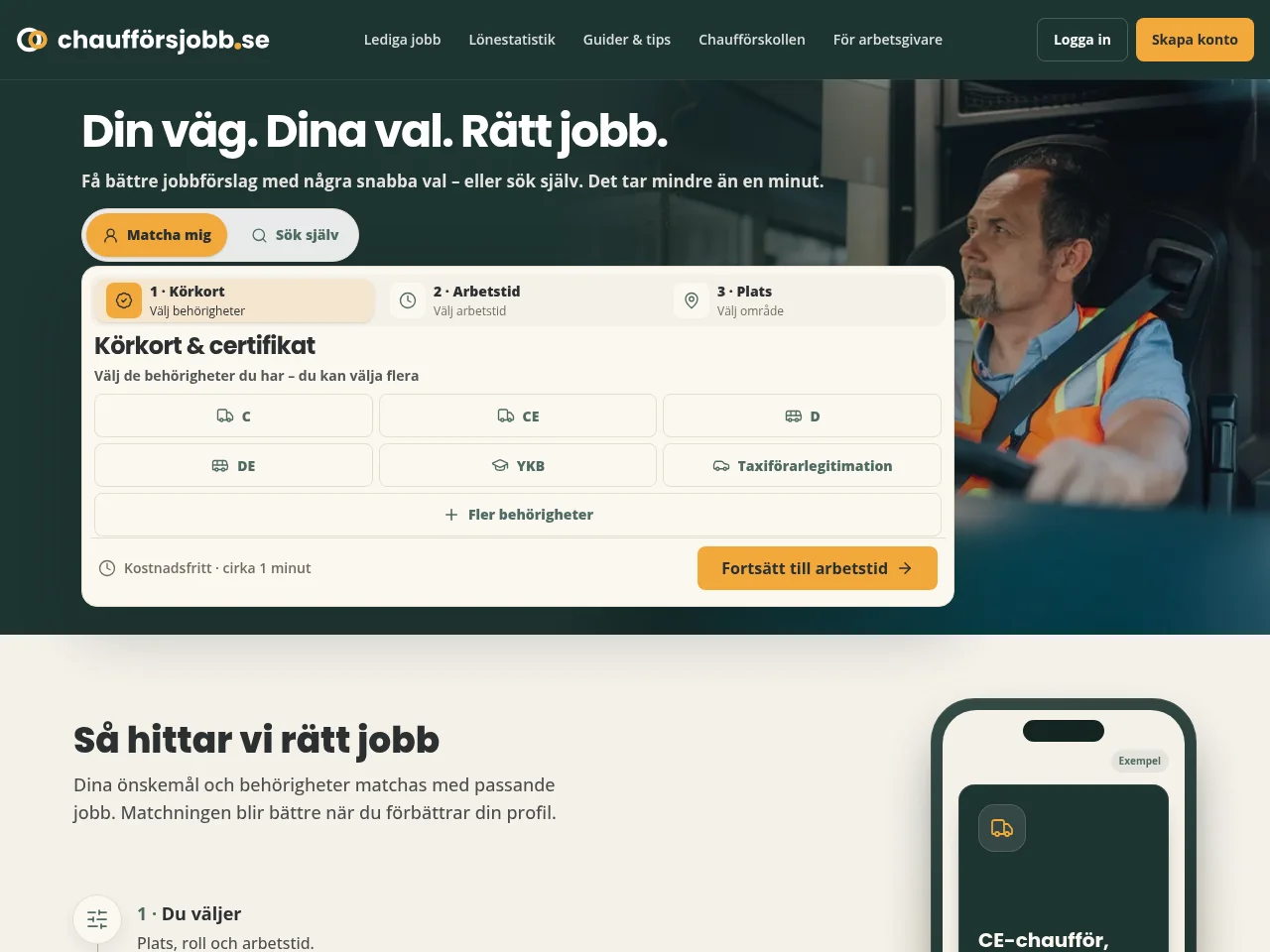 Chaufförsjobb website screenshot