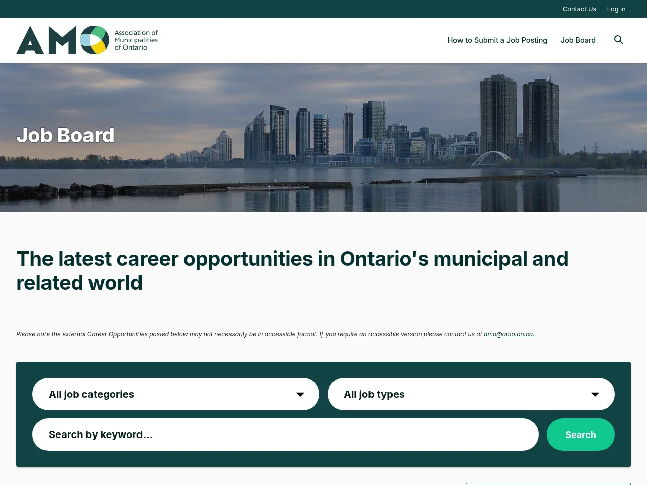 AMO Job Board website screenshot