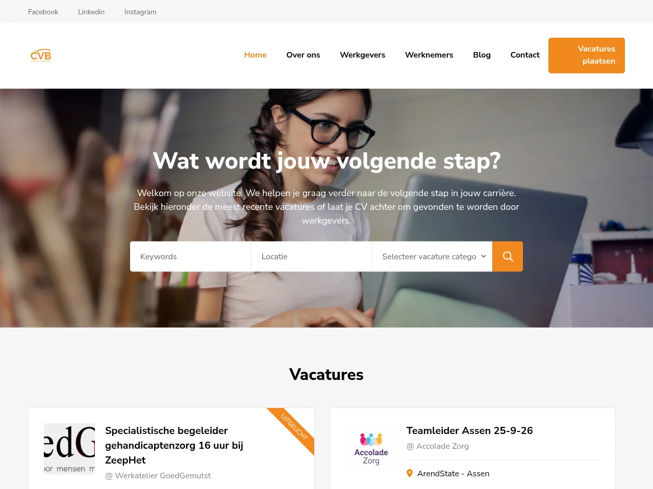 Christelijke Vacaturebank website screenshot