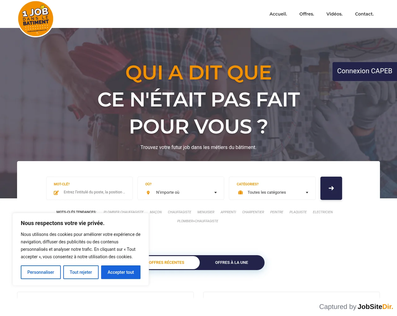 Un Job dans le bâtiment screenshot Un Job dans le bâtiment website screenshot