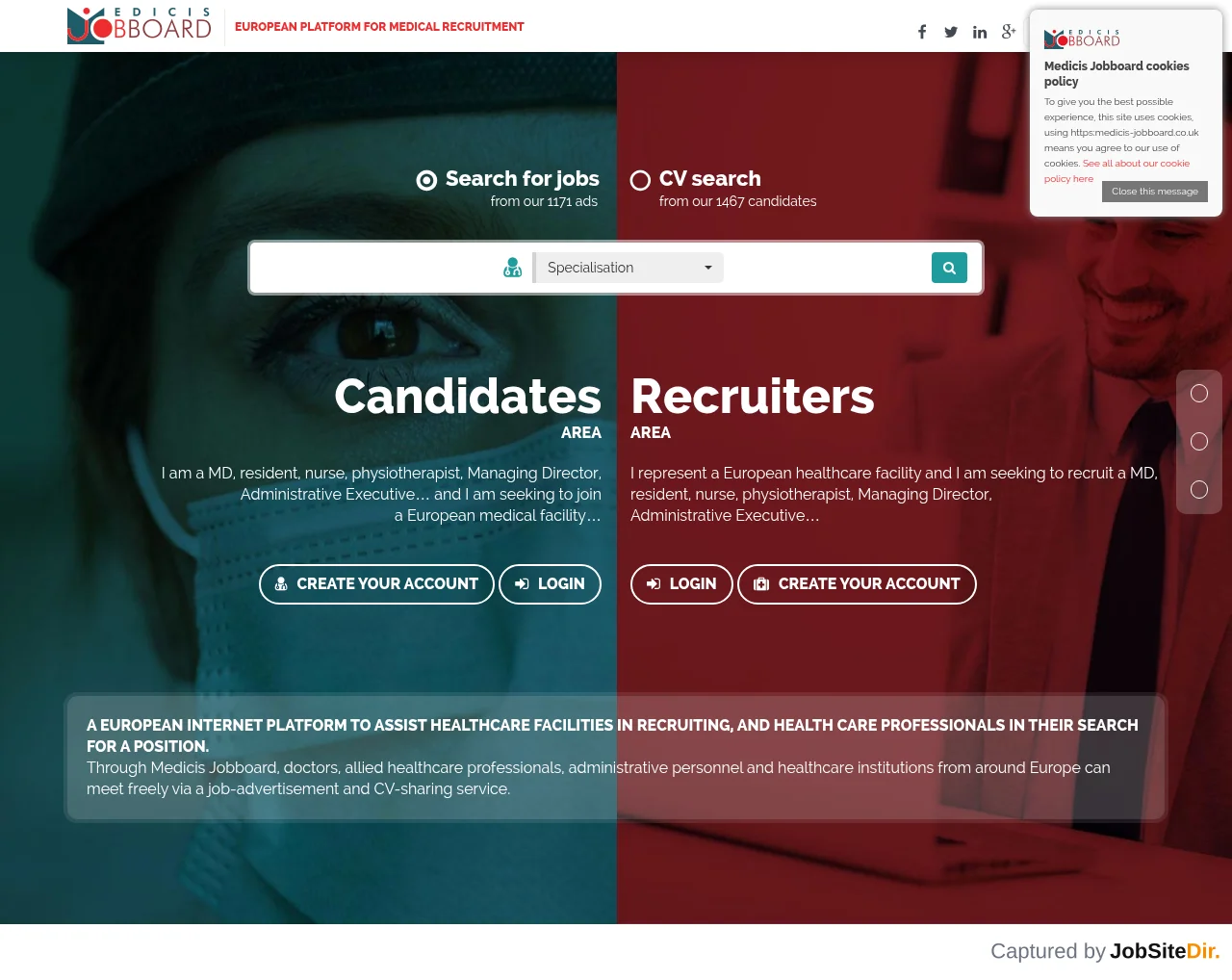 Medicis Jobboard screenshot Medicis Jobboard website screenshot
