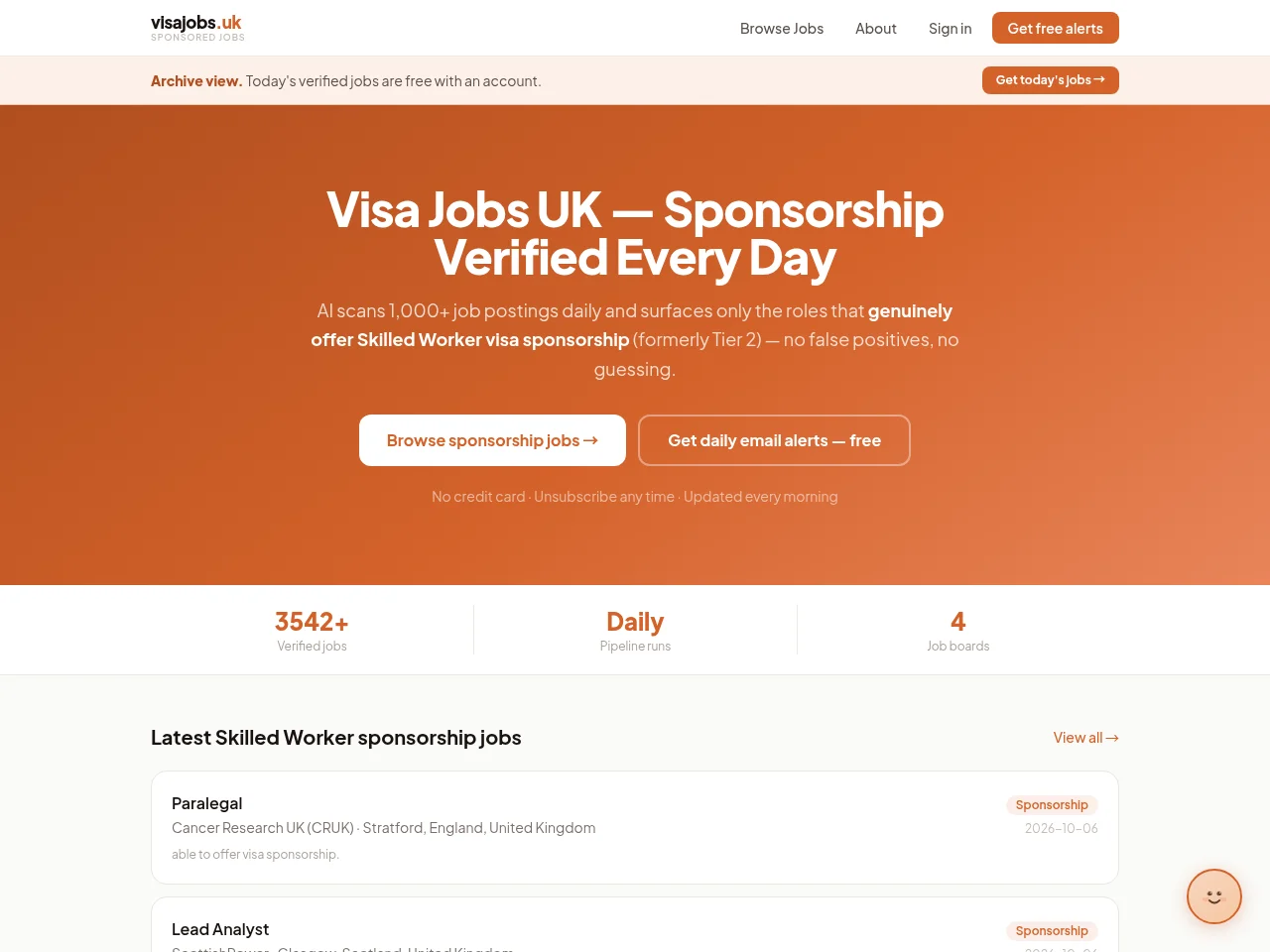 Visa Jobs UK screenshot Visa Jobs UK website screenshot