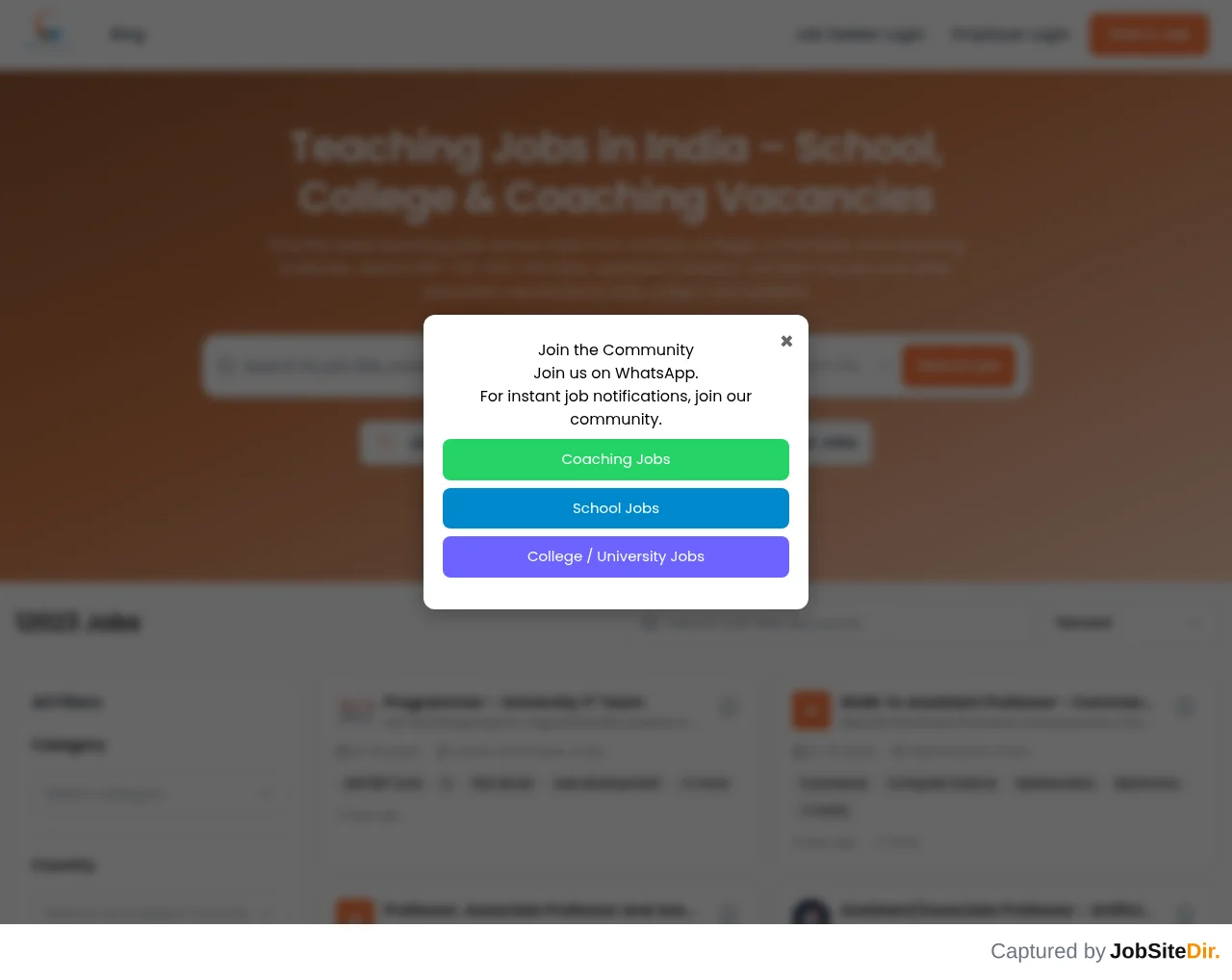 EduJobsIndia website screenshot