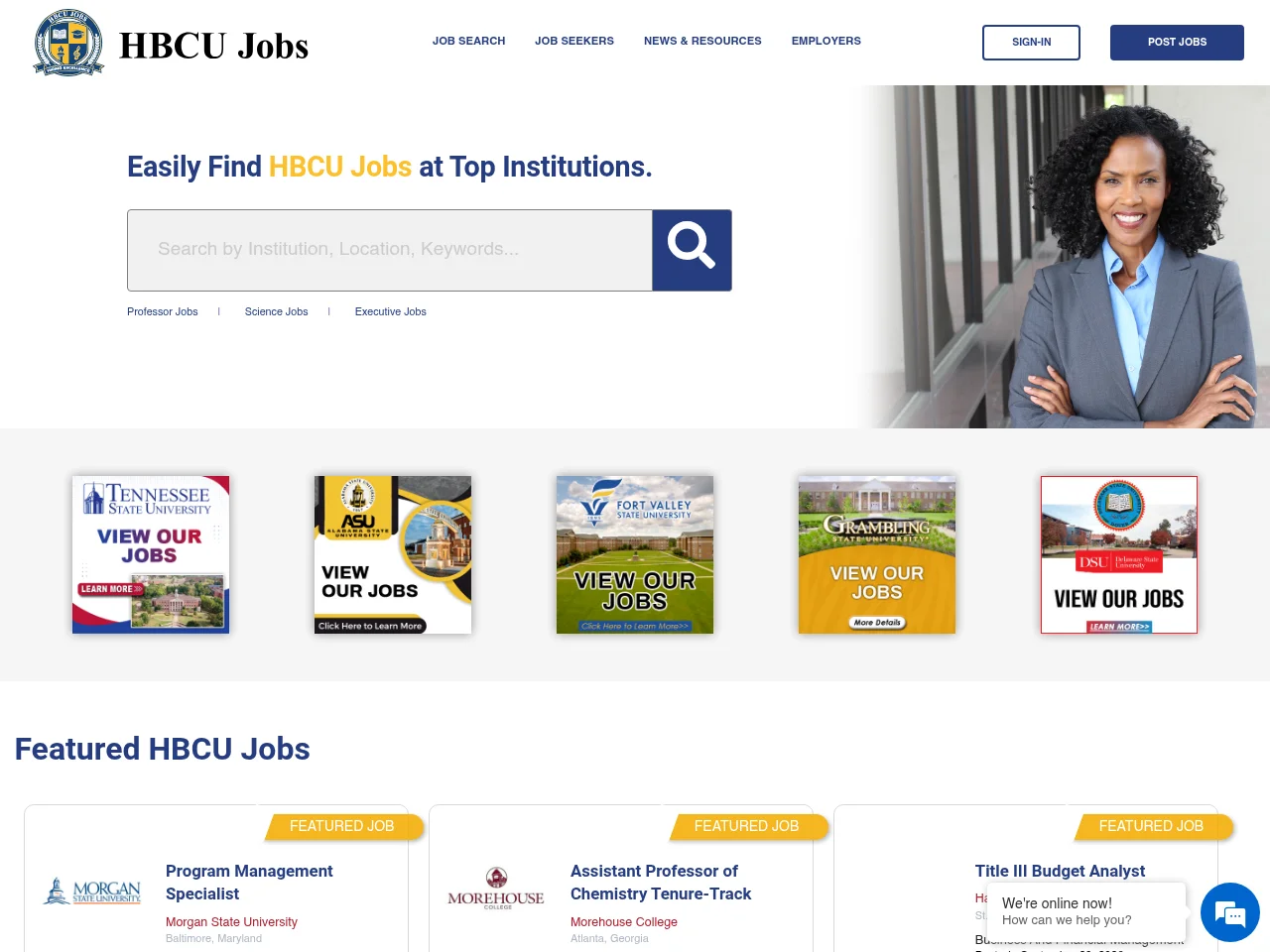 HBCU Jobs website screenshot