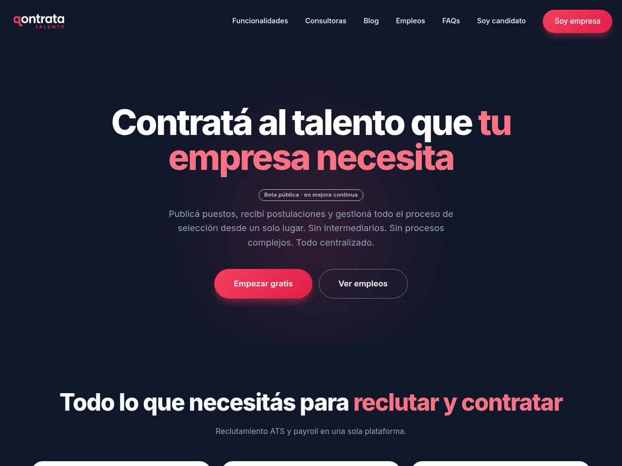 Qontrata website screenshot