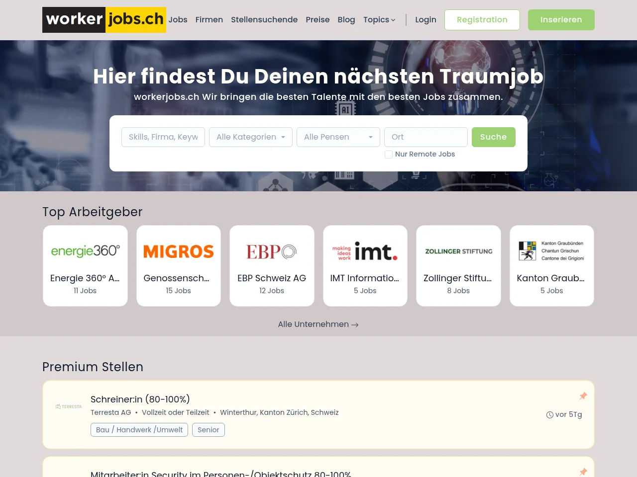 Workerjobs website screenshot