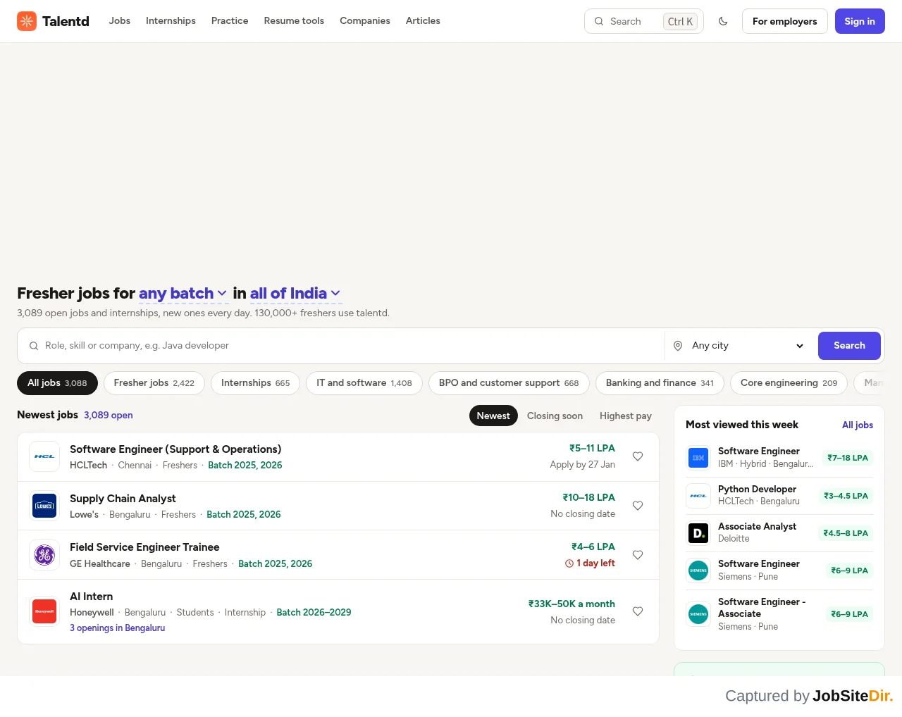 Talentd website screenshot