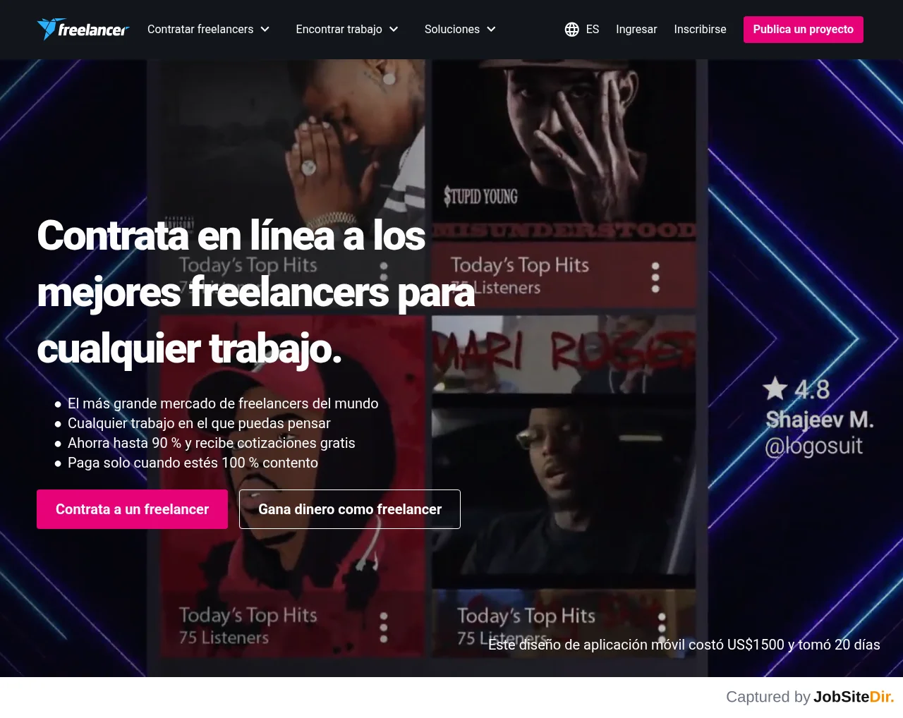 Freelancer screenshot Freelancer website screenshot