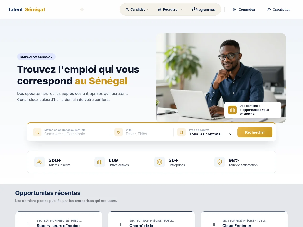 Talent Sénégal website screenshot