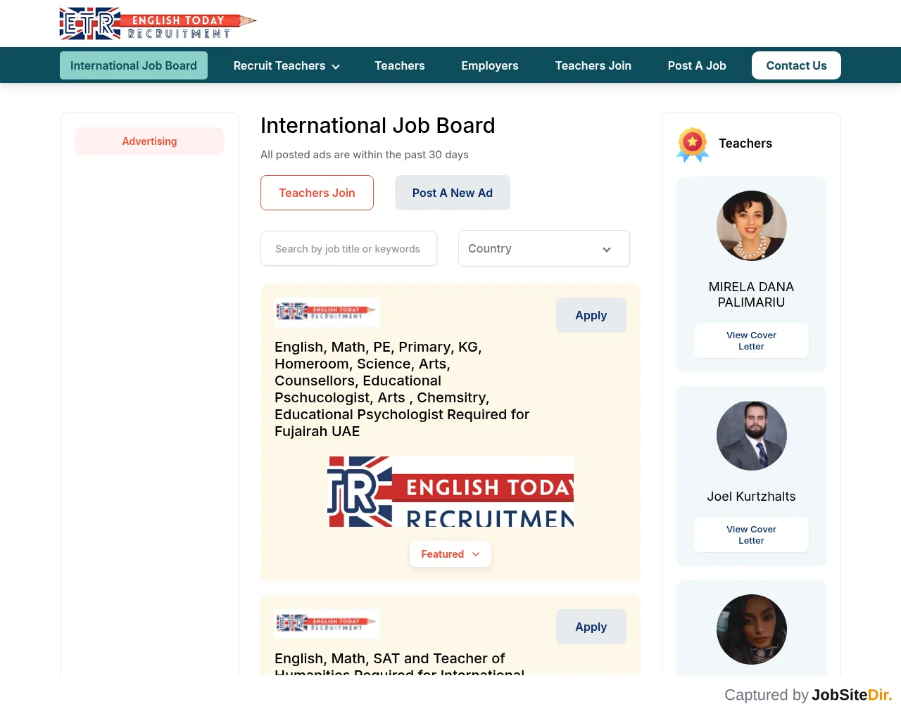 English Today Recruitment website screenshot