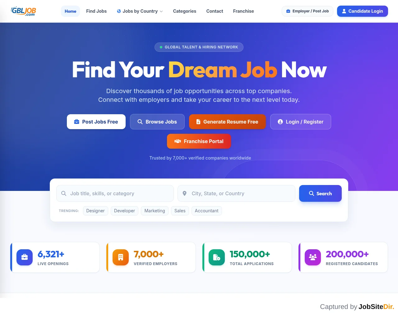 GBLJOB website screenshot